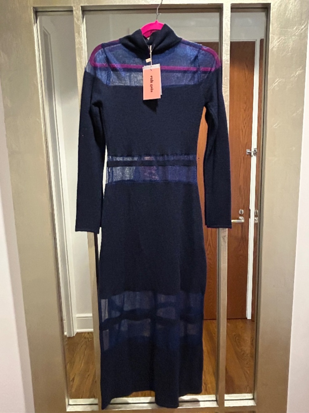 Cult Gaia Ebony mesh panel knit maxi dress